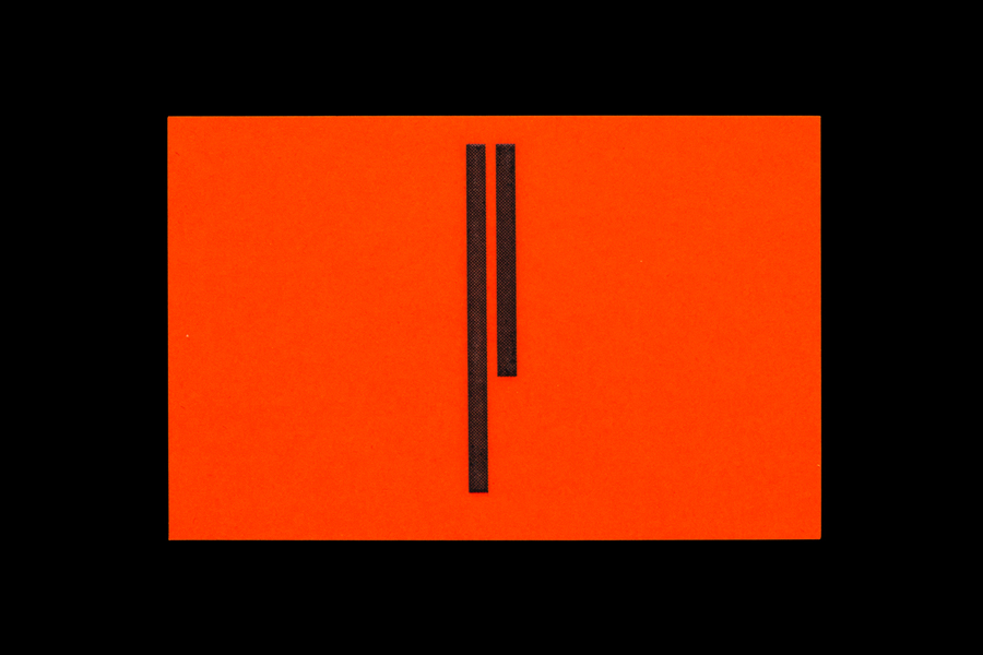 Fluorescent orange business card for British furniture designer Simon Pengelly by Spin