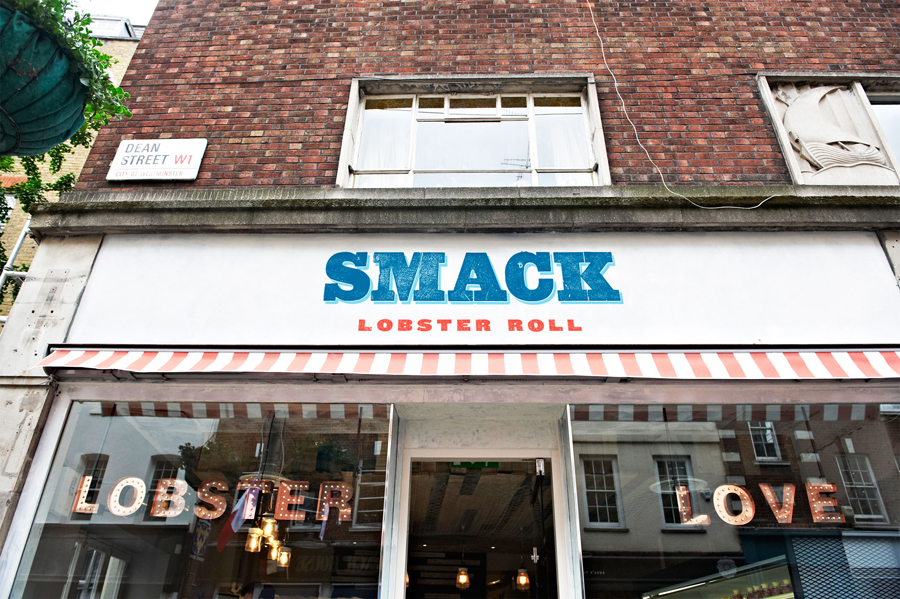 Visual identity and signage for Smack Lobster Roll designed by & Smith