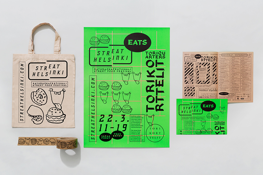 Tote bag, poster and guide design for Streat Helsinki by Kokomo & Moi