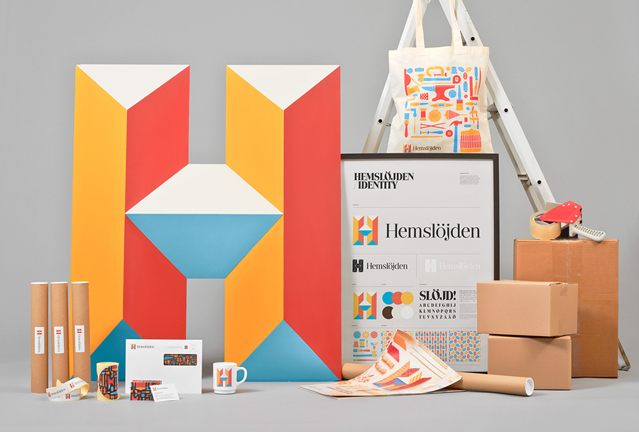 Symbol, brand identity and print for Hemslöjden, The Swedish Handicraft Societies' Association designed by Snask