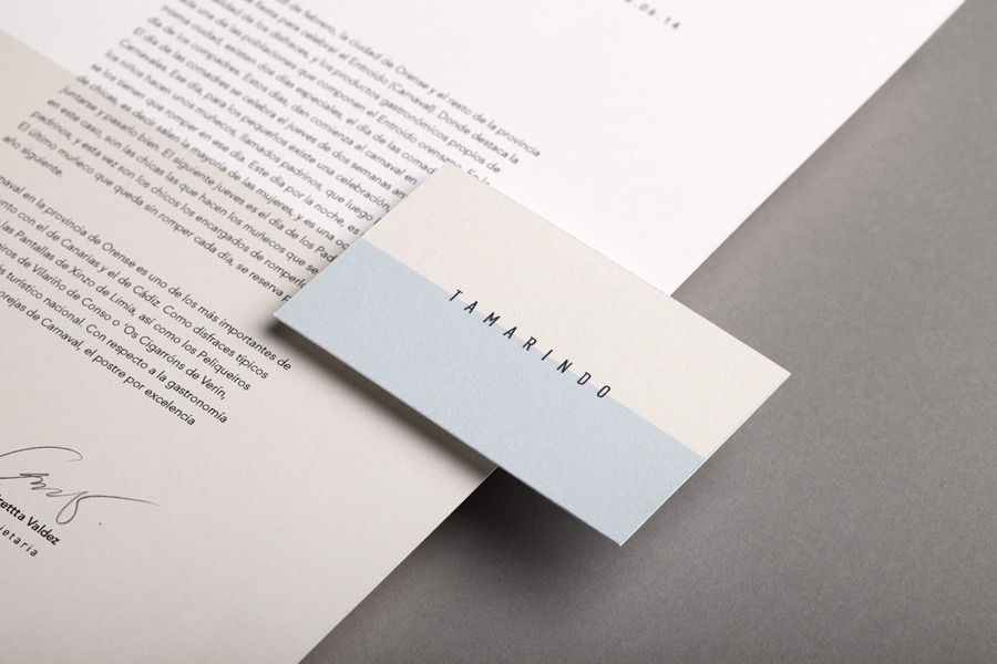 Business card and headed paper designed by La Tortillería for Spanish kitchen and bar Tamarindo