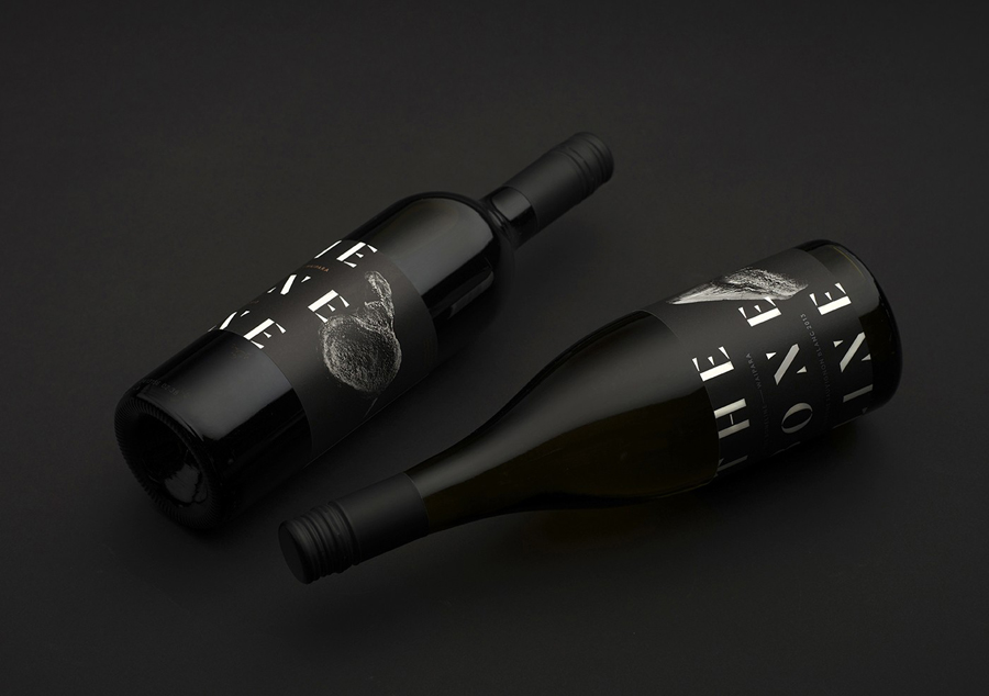 New wine labels with fossil photography and Dala Moa character detail by Inhouse for winery The Bone Line