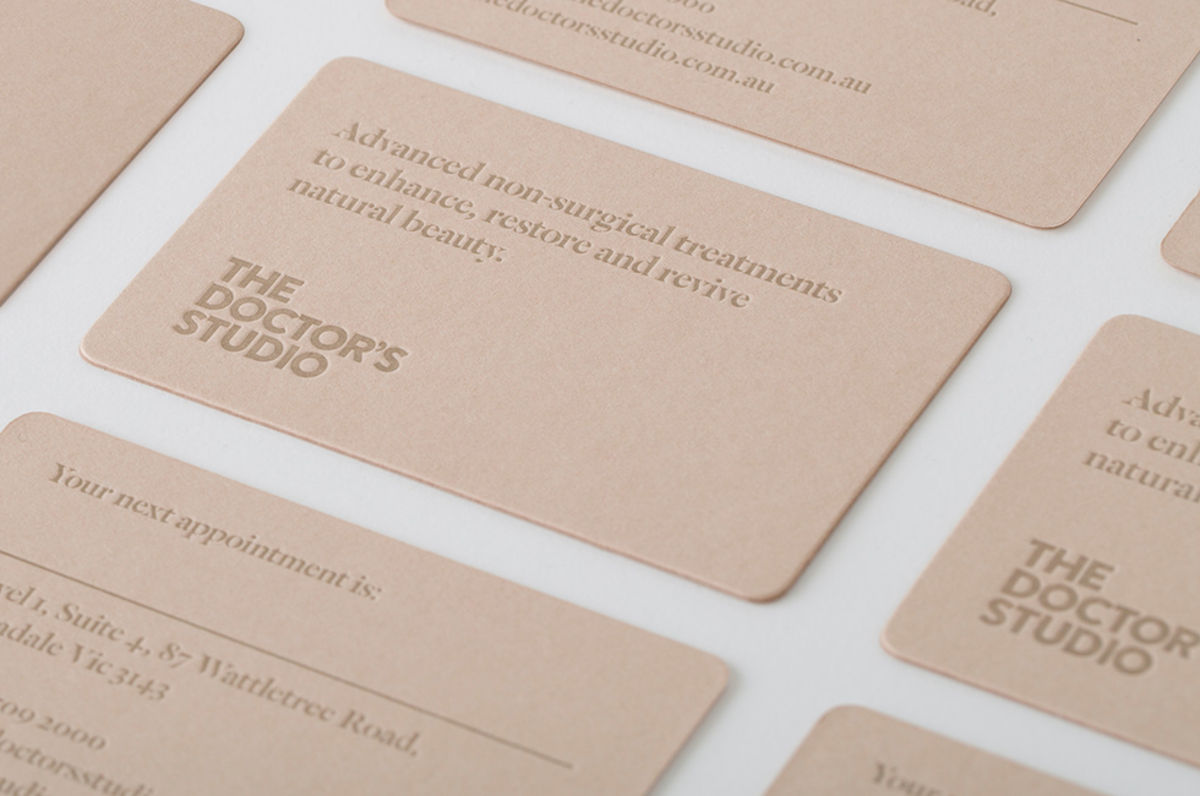 Branding for Melbourne based non-invasive cosmetic surgery The Doctor's Studio by graphic design studio A Friend Of Mine