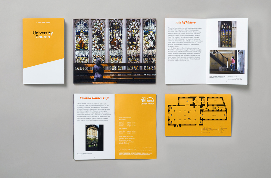 Visual identity and print for University Church designed by Spy