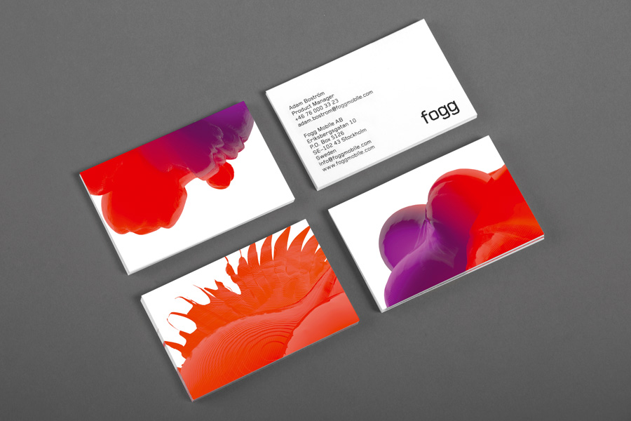 Logotype and business cards created by Kurppa Hosk and Bunch for international fixed cost mobile data traffic service Fogg