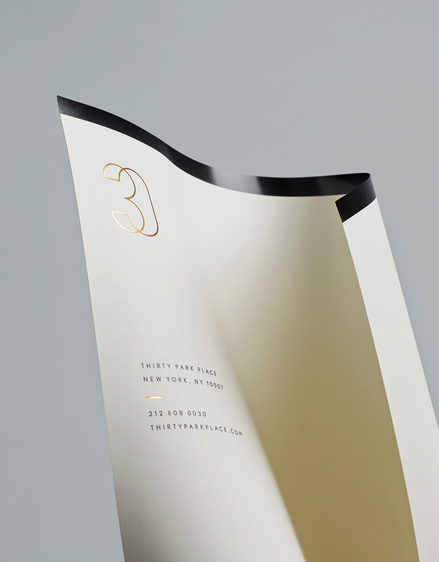 Gold foiled headed paper for Four Seasons private residence 30 Park Place by Mother