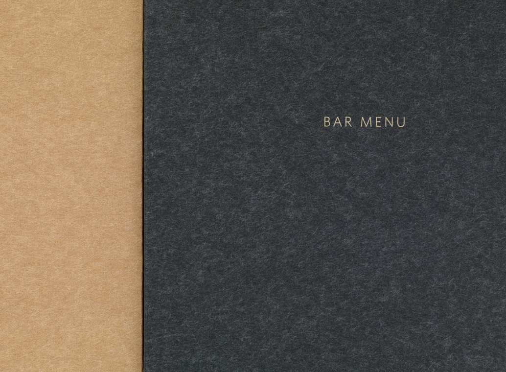 Brand identity and menu cover for luxury resort business Aman by Construct, United Kingdom