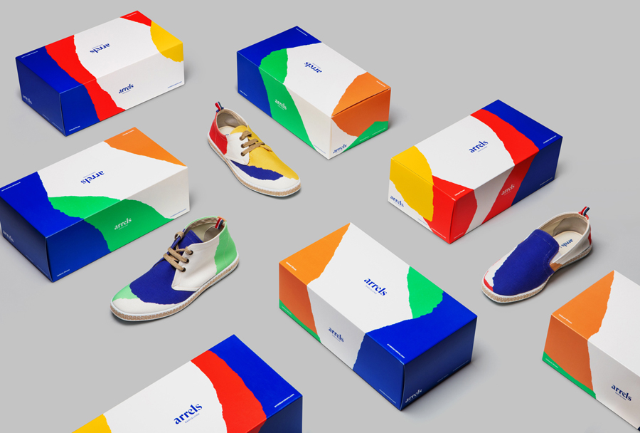 Brand Identity and packaging for Barcelona based shoe brand Arrels by graphic design studio Hey via BP&O A Packaging Design Blog.