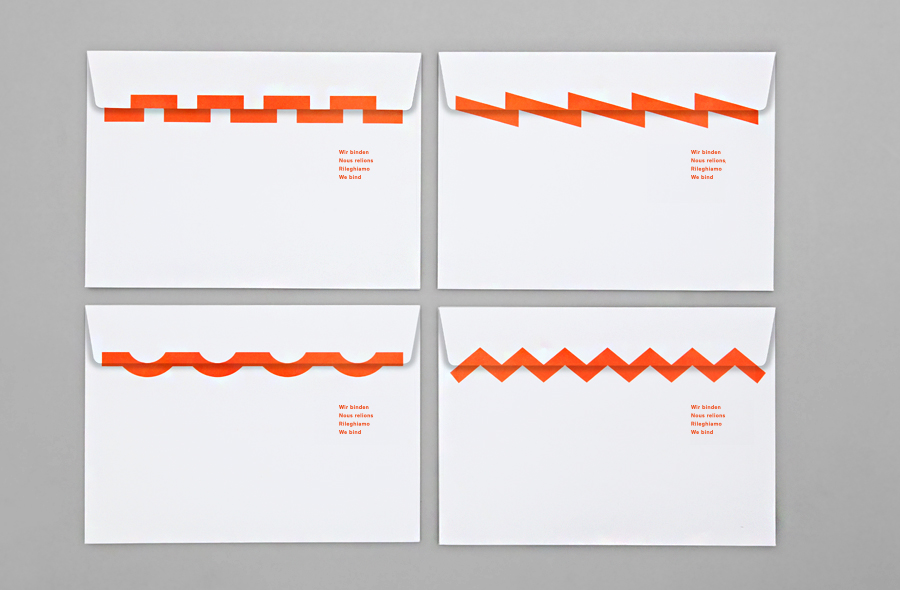 Branded envelopes for Swiss binding specialists Bubu by graphic design studio Bob Design
