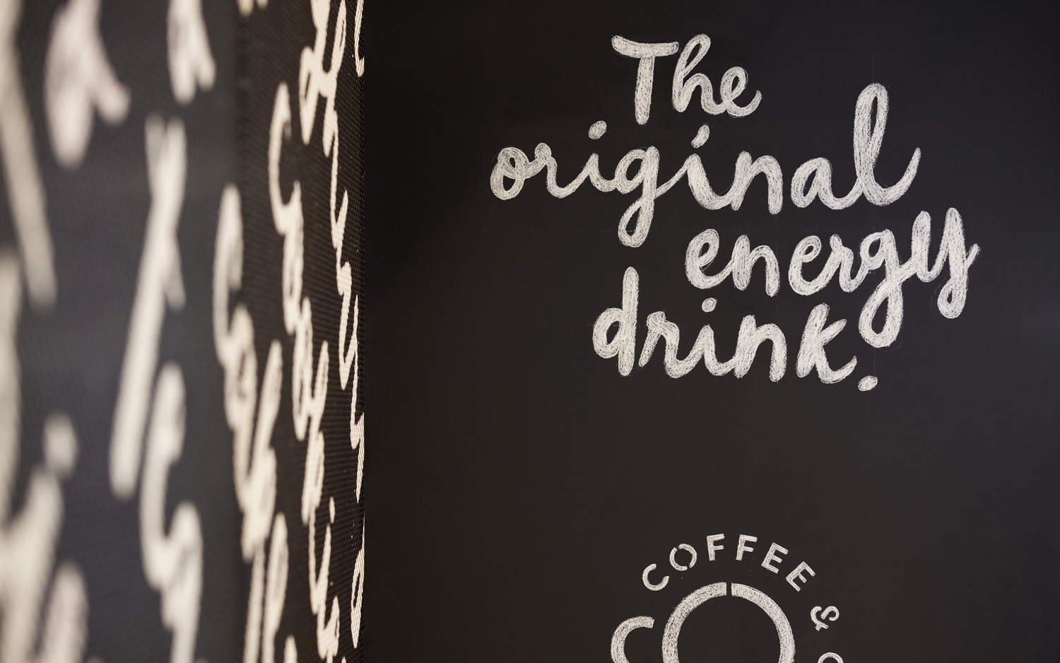 Interior graphics and logo design by Bond for cruise ship cafeteria concept Coffee & Co.