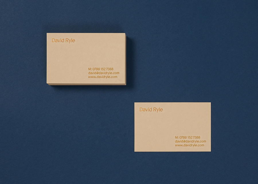 Copper block foiled business cards for London based photographer David Ryle designed by S-T