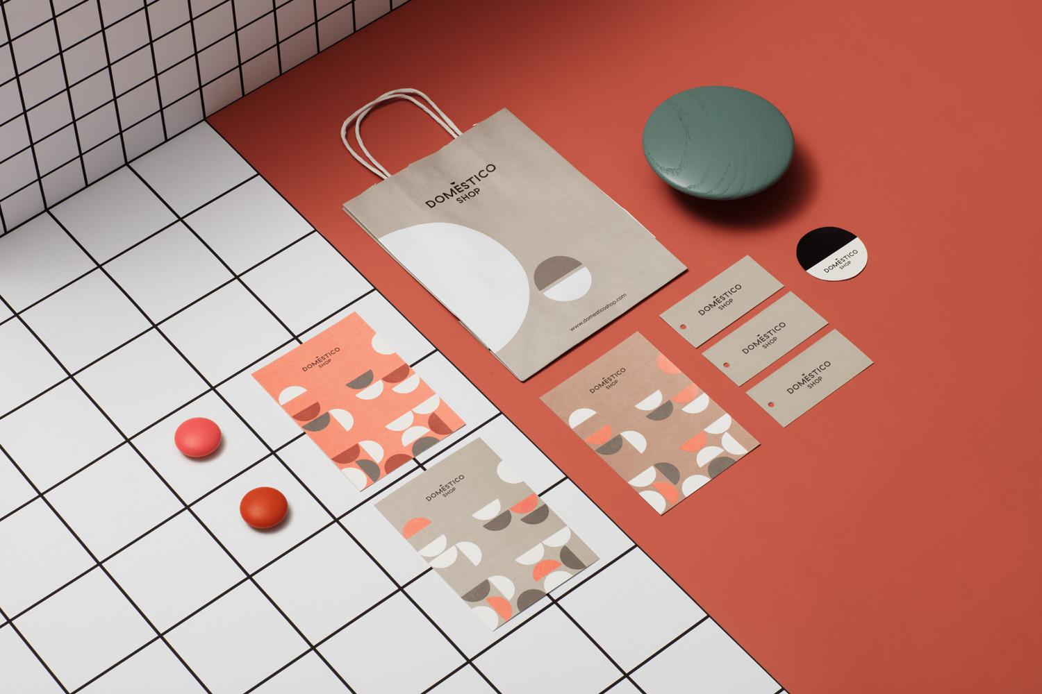 New graphic identity, including bags and tags, by Mucho for Spanish furniture retailer DomésticoShop