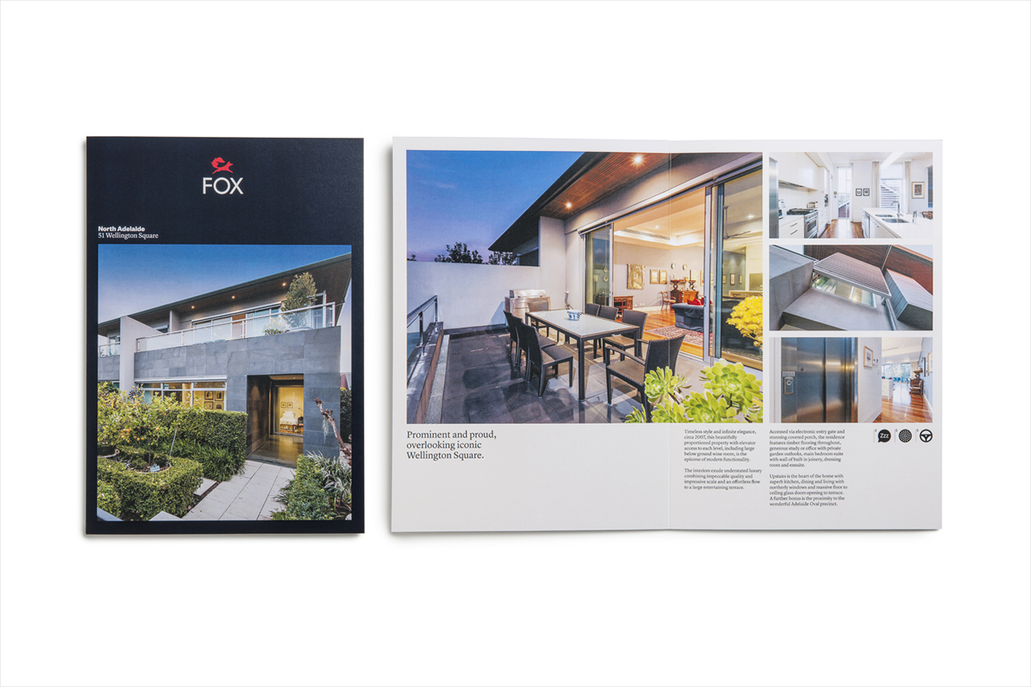 Brand identity and brochure for Fox Real Estate by Parallax Design, Australia