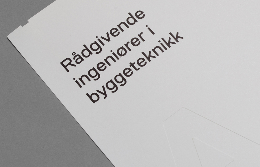 Blind embossed sheet by Norwegian graphic design studio Bielke&Yang for engineering consultancy K Apeland