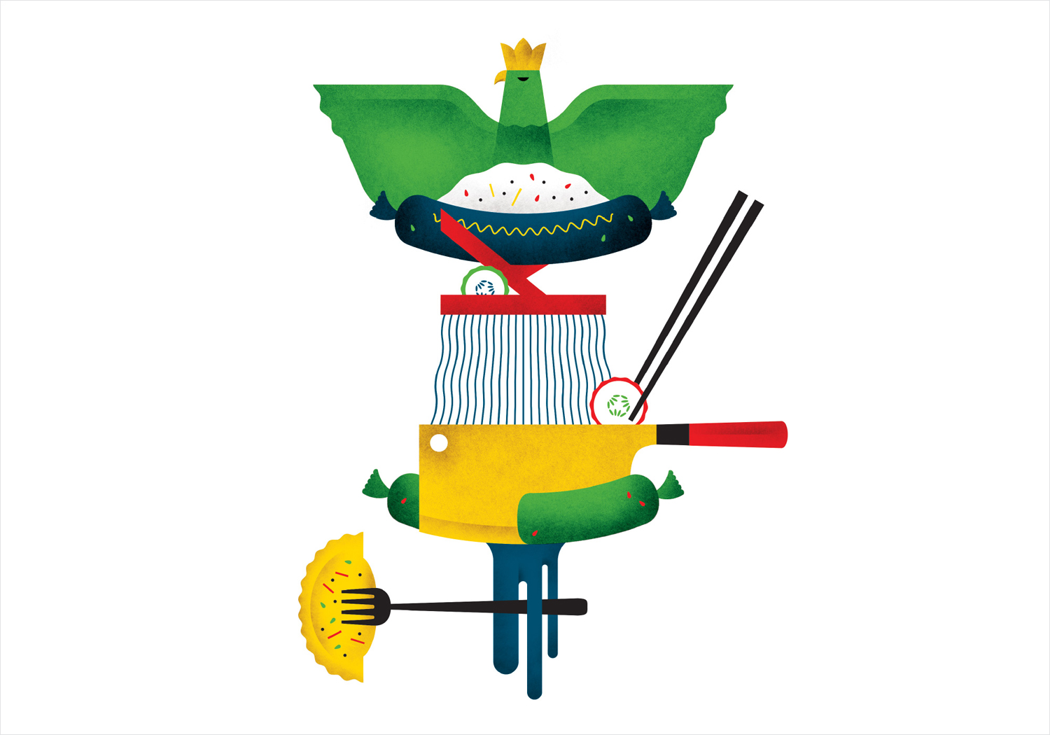 Illustration by New York graphic design studio Franklyn for Chicago’s Korean Polish street food restaurant Kimski