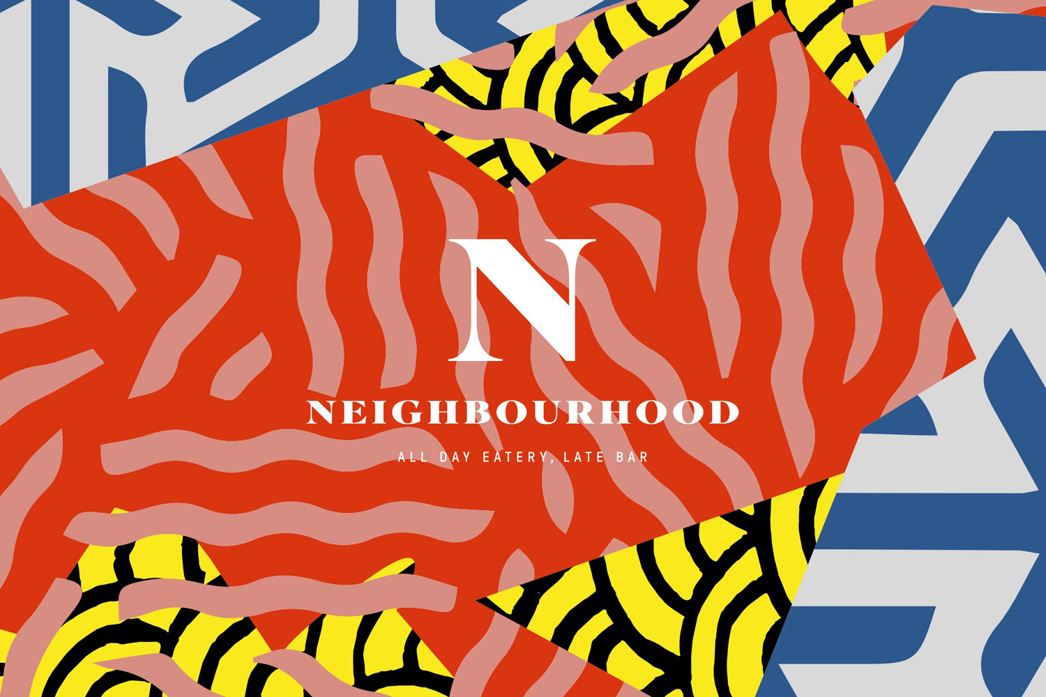 Brand identity, type and patterns for Manchester restaurant, bar and club Neighbourhood by Ahoy, United Kingdom