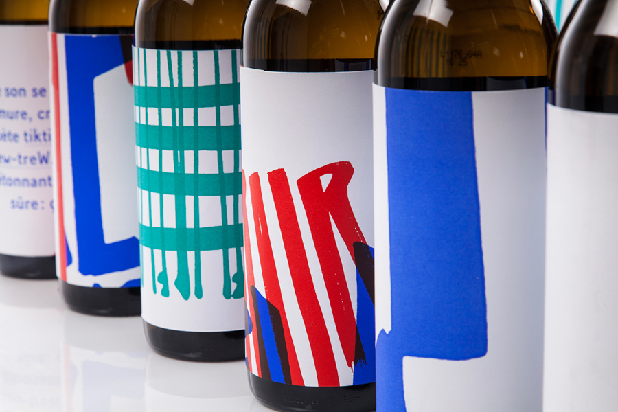 Visual identity and wine labels designed by Marks for material and print finish exhibition Rendez-vous des créateurs 2014