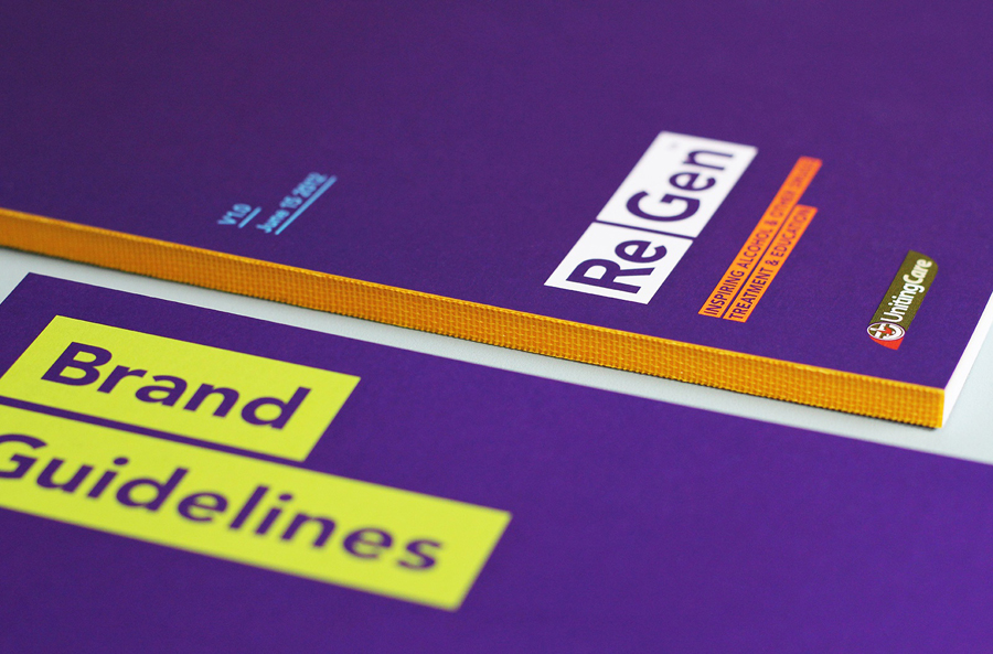 Brand guidelines designed by Studio Brave for drug and alcohol treatment and education agency Regen