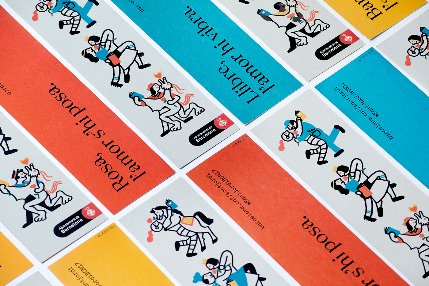 Visual identity and bookmarks designed by Requena featuring illustration by Olga Capdevila for Sant Jordi Festival 2017