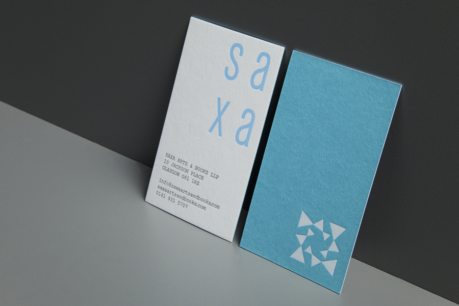 Colorplan business card design for publisher Saxa by Graphical House