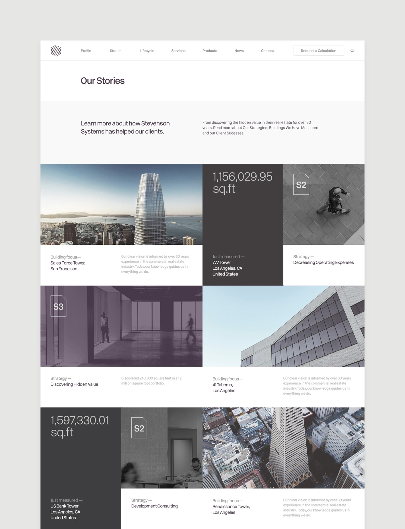 Website design and build by London-based Socio Design for space accounting specialist Stevenson Systems