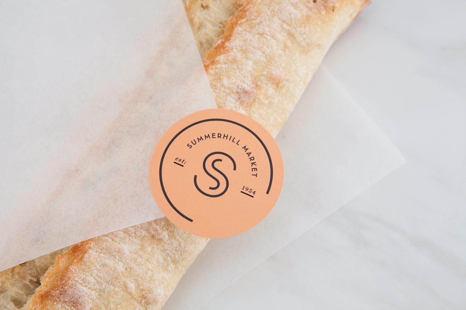 Logo and sticker designed by Canadian studio Blok for Toronto based boutique grocery store Summerhill Market