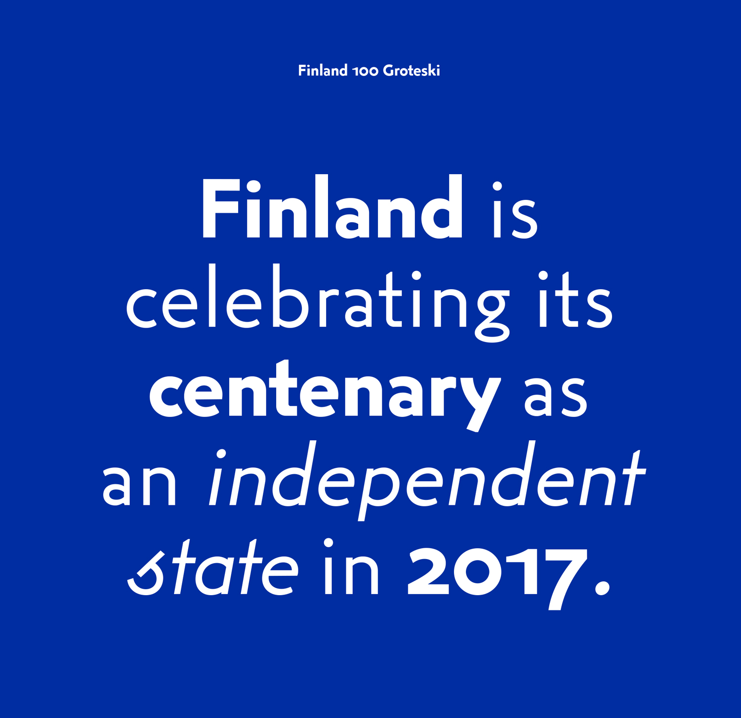 Custom typeface by Kokoro & Moi for the celebration of Finland's centenary