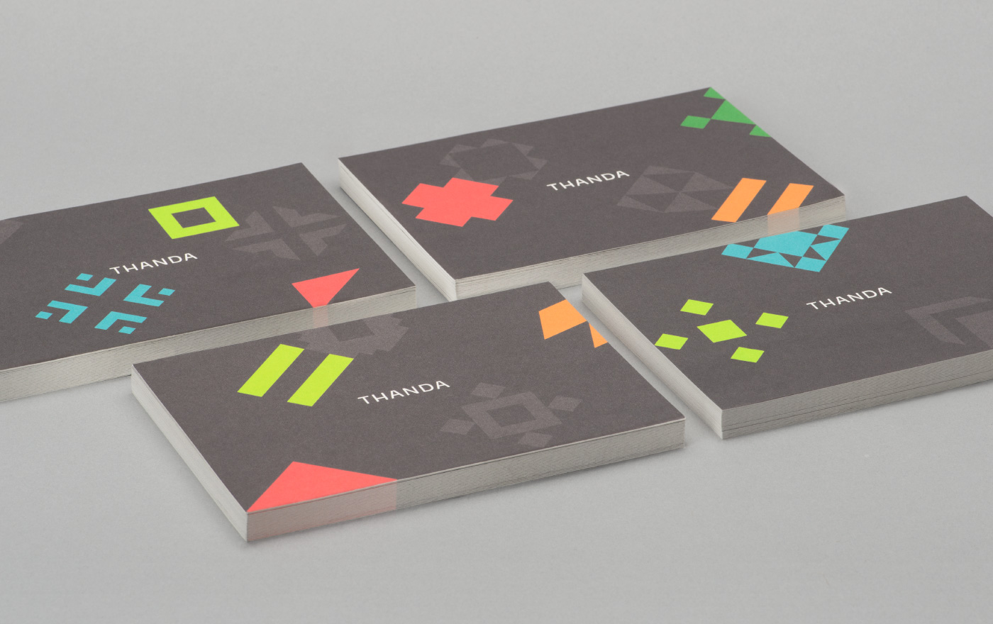 Brand identity and postcards by UK graphic design studio Karoshi for conscientious interior accessory business Thanda