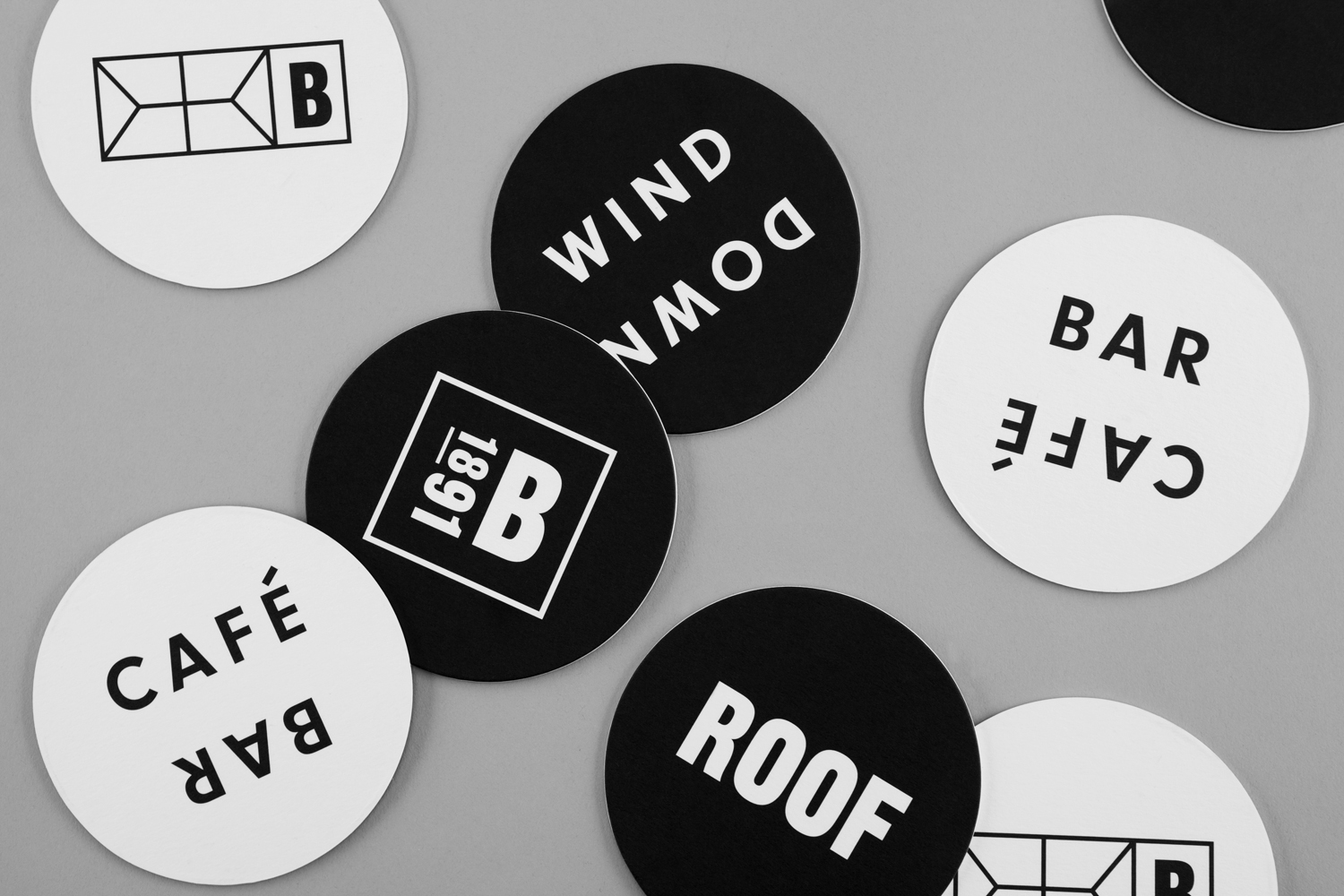 Visual identity and coasters designed by Blok for Toronto's The Broadview Hotel