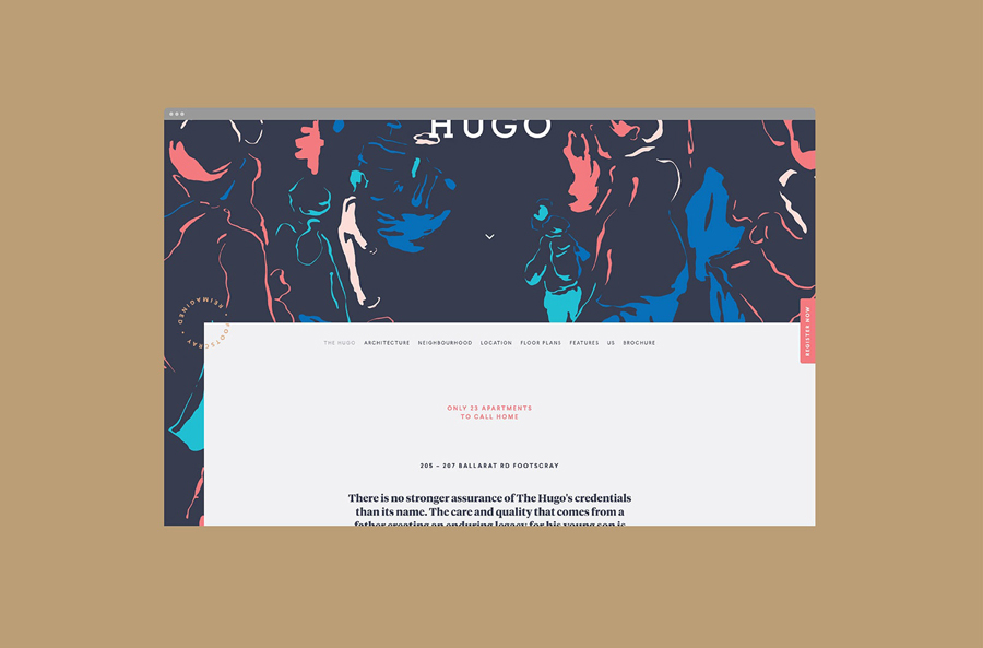 Branding and website for The Hugo by Studio Brave, Australia