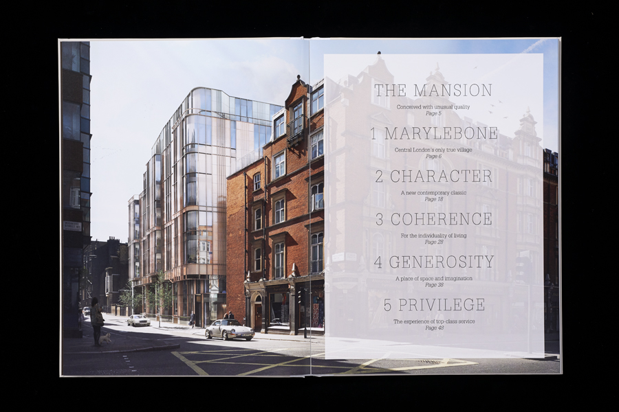 Brochure by Pentagram for new property development The Mansion on Marylebone Lane