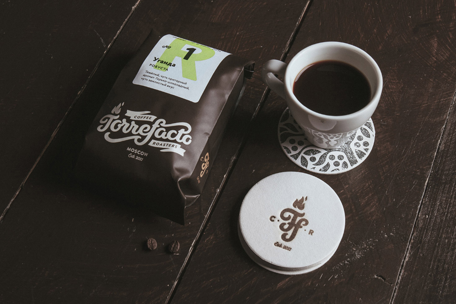 Visual identity and coffee packaging designed by Fork for Moscow based roaster Torrefacto