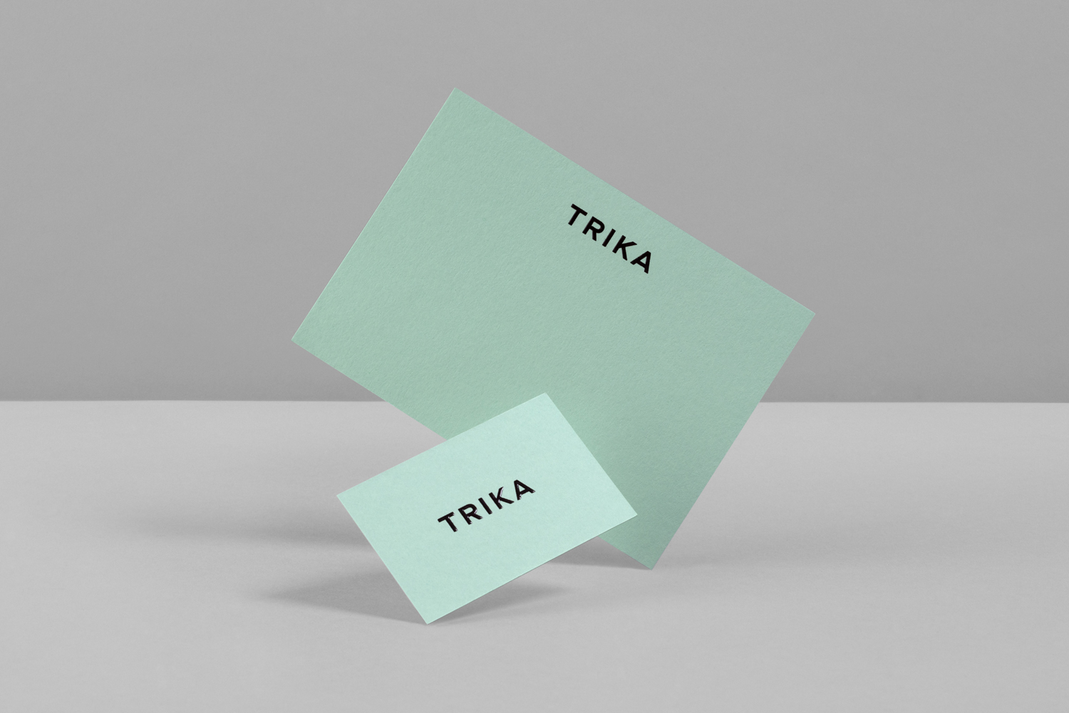 Brand identity, business and noted cards with a thermographic ink print finish by UK design studio Bunch for Croatian interior design business Trika