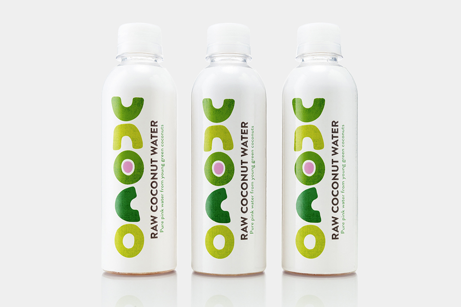 Branding and packaging for raw coconut water brand Unoco by London based graphic design agency B&B Studio