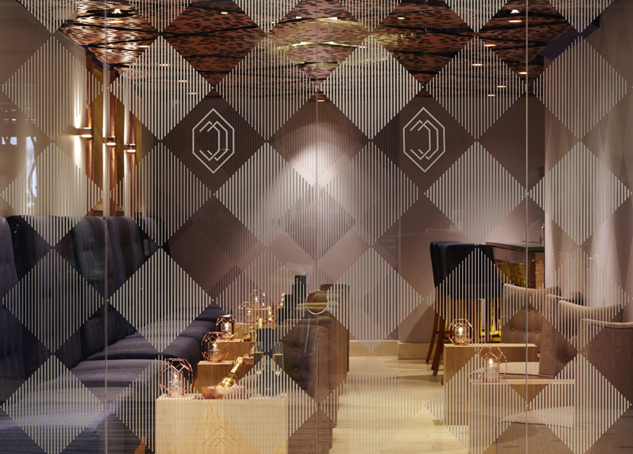 Monogram by Freytag Anderson and interior by Fraher Architects for champagne and cocktail bar at Hilton Park Lane, London