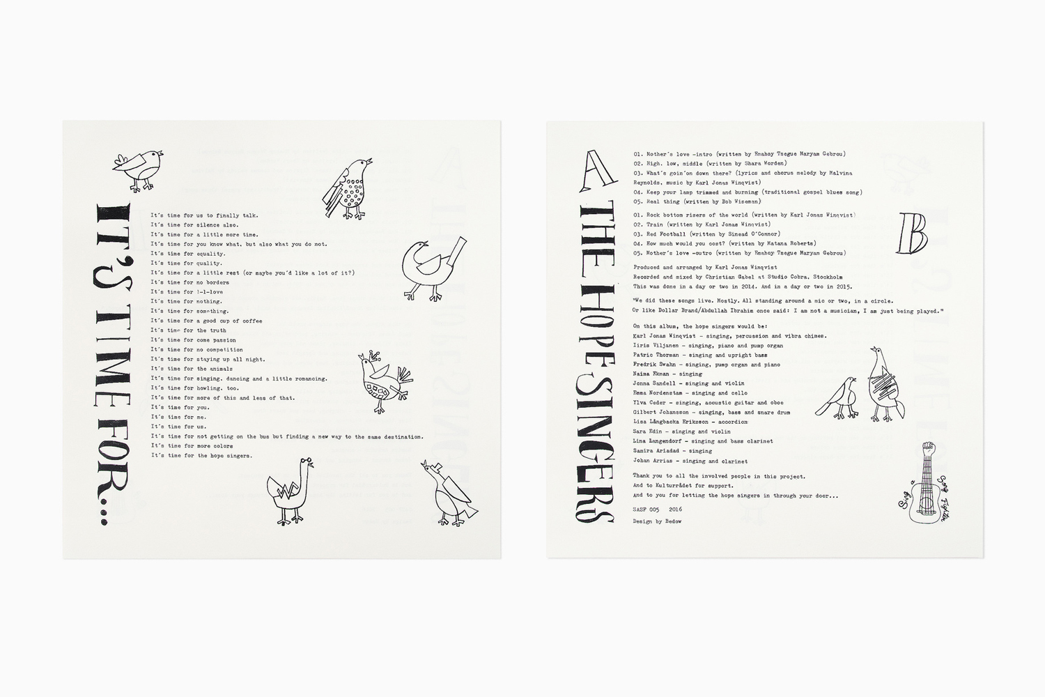 Custom type and illustration for The Hope Singers by Swedish graphic design studio Bedow