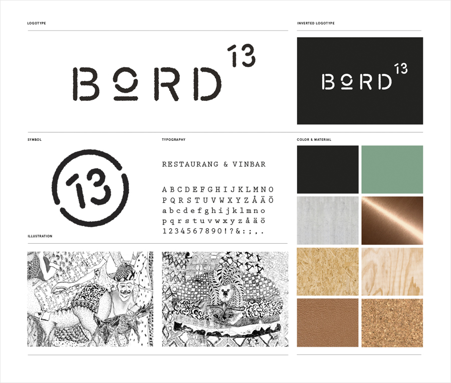 Branding and guidelines for Malmö restaurant Bord 13 by Swedish graphic design studio Snask