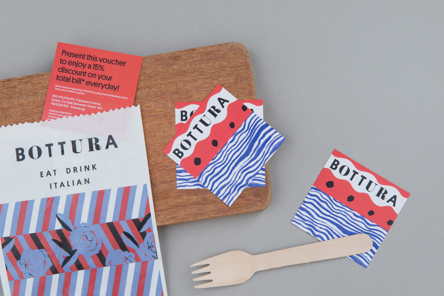 Branding for Singapore based Italian restaurant Bottura by graphic design studio Foreign Policy