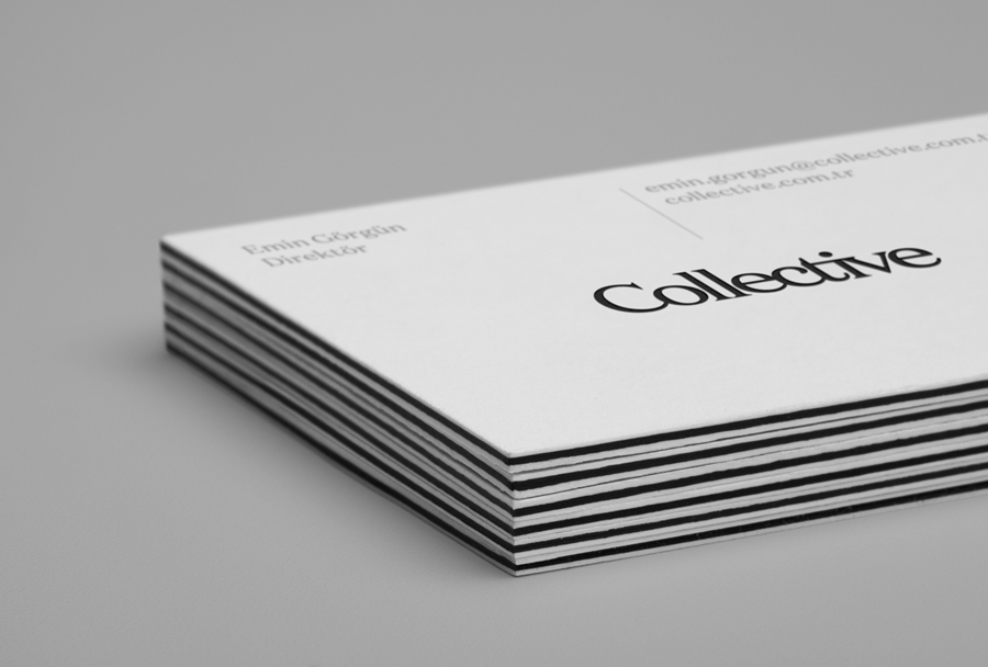 Triplex business cards for Collective designed by Hey