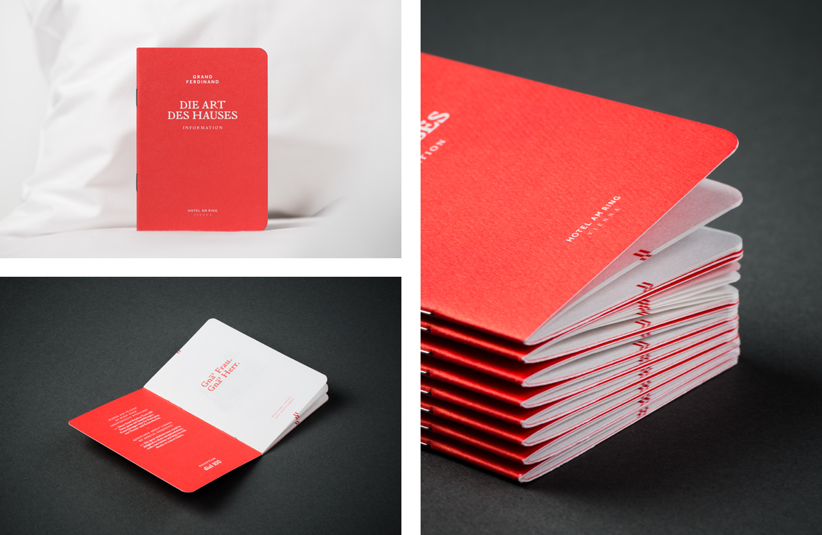 Brand identity and print for Vienna's Grand Ferdinand hotel by Austrian graphic design studio Moodley