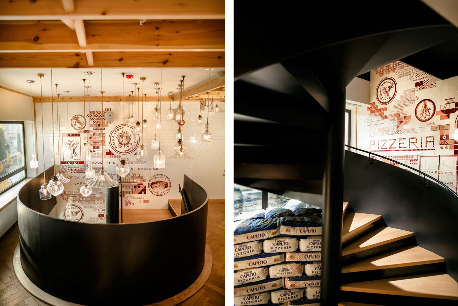 Interior graphics by British studio Here Design for Amman-based restaurant Little Italy