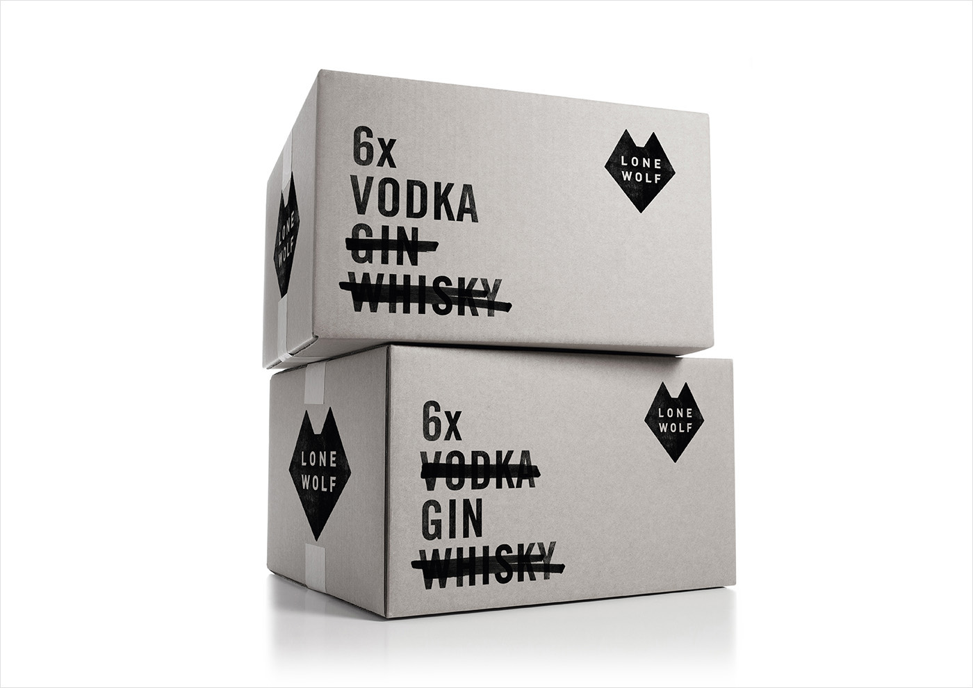 Logo and packaging design by London-based B&B Studio for Brewdog's craft spirits range Lone Wolf