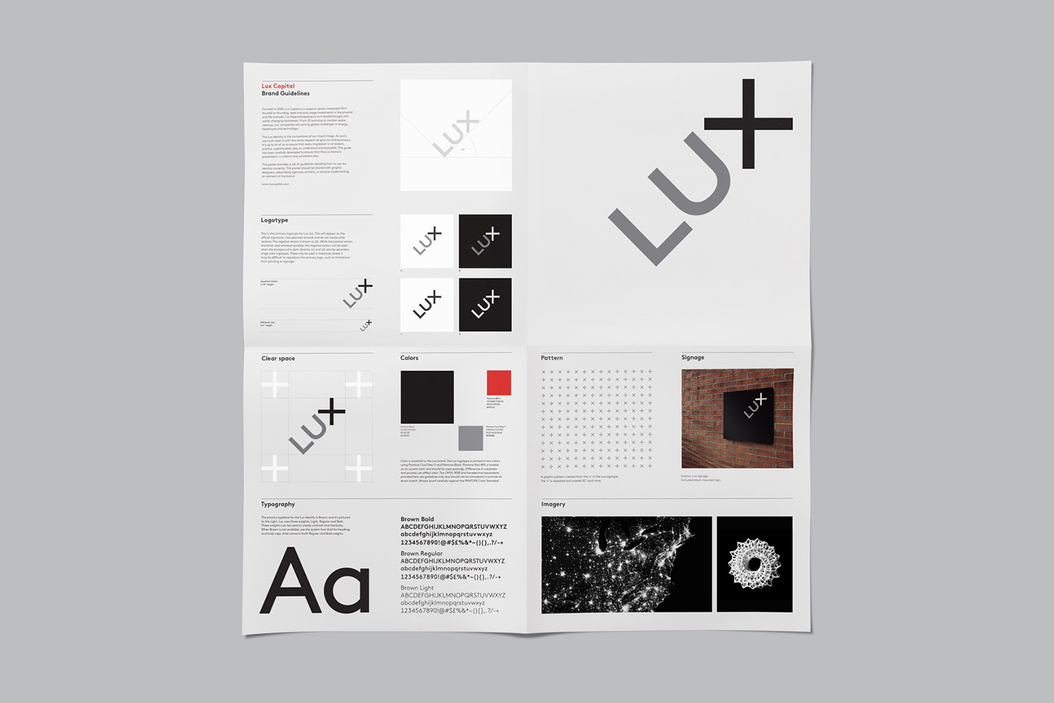 Brand identity guidelines for American venture capital firm Lux Capital by Mucho, United States