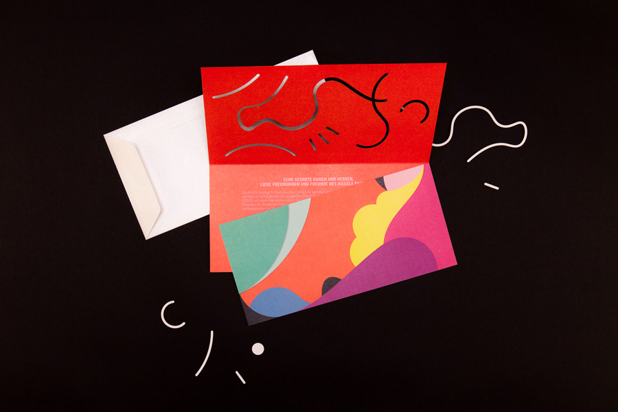 Mailer with die cut detail designed by Hardy Seiler for German multi-cultural music festival Masala