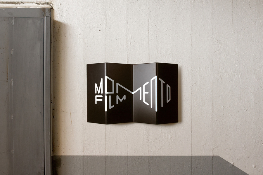 Logotype and signage for Momento Film by Swedish graphic design studio Bedow