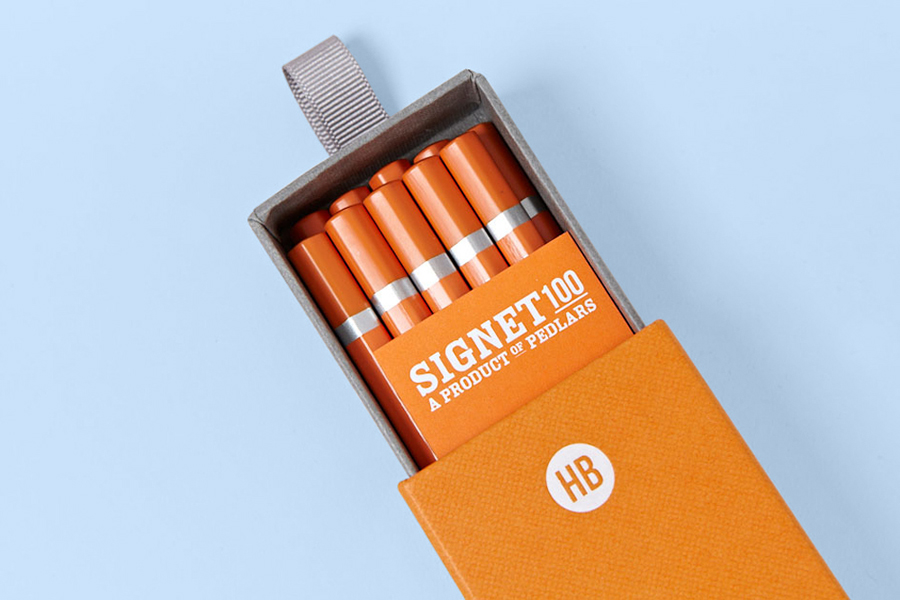 Pencil packaging and visual identity by Well Made Studio for Pedlars' high quality pencil range Signet 100