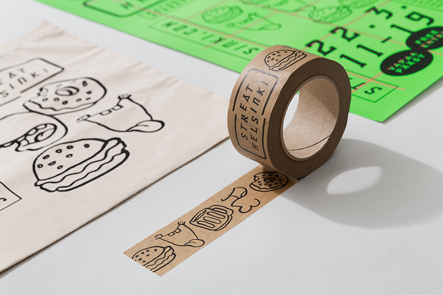 Tote bag, poster and box tape design for Streat Helsinki by Kokomo & Moi