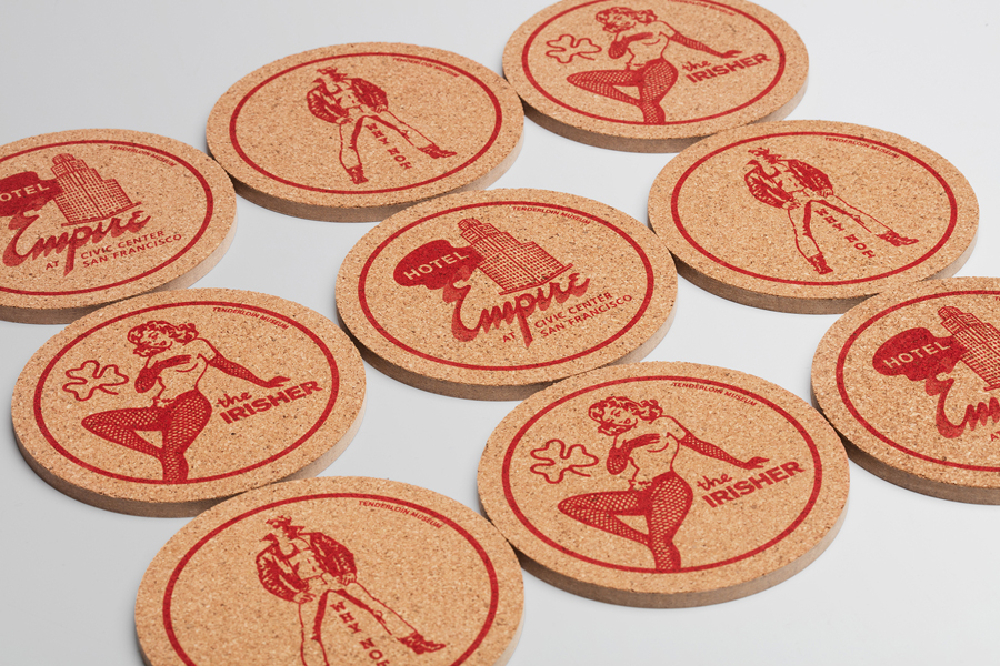 Branding and coaster / beer mat design for Tenderloin Museum by graphic design studio Mucho