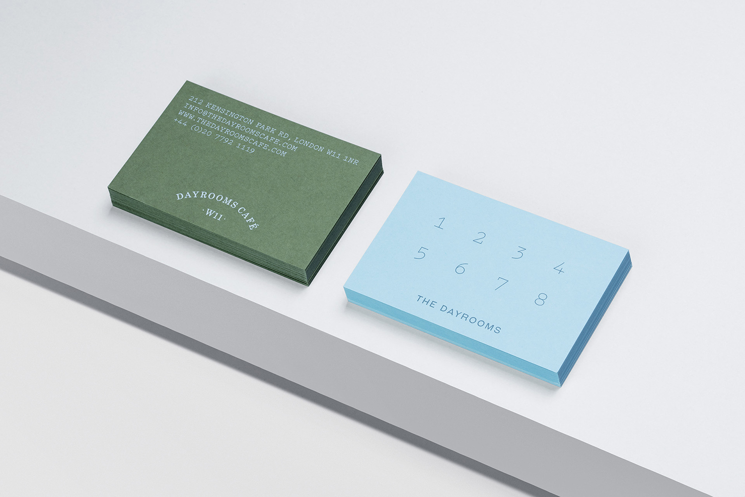 Graphic identity and loyalty cards for The Dayrooms Cafe designed by Two Times Elliott