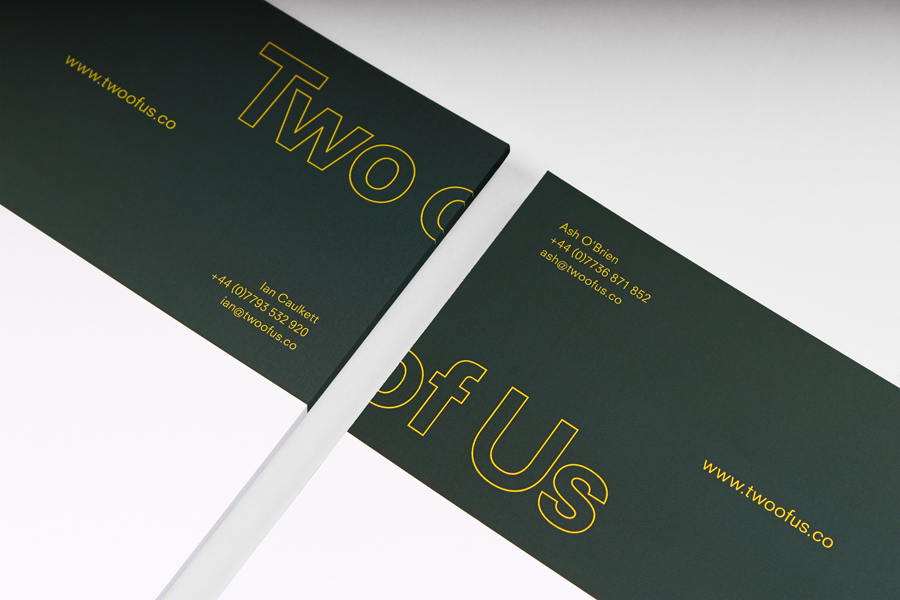 Headed paper for British brand identity design studio Two of Us